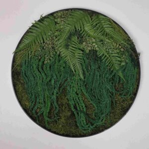 Okrągły obraz z mchu płaskiego.