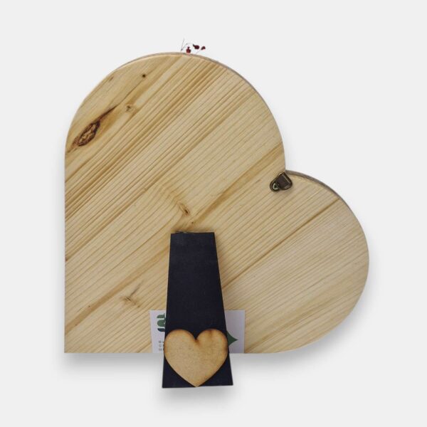 Drewniane serce 2w1 z mchem mieszanym i wiecznymi różami czerwonymi