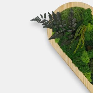 Drewniane serce 2w1 z mchem mieszanym i wiecznymi różami brzoskwiniowymi