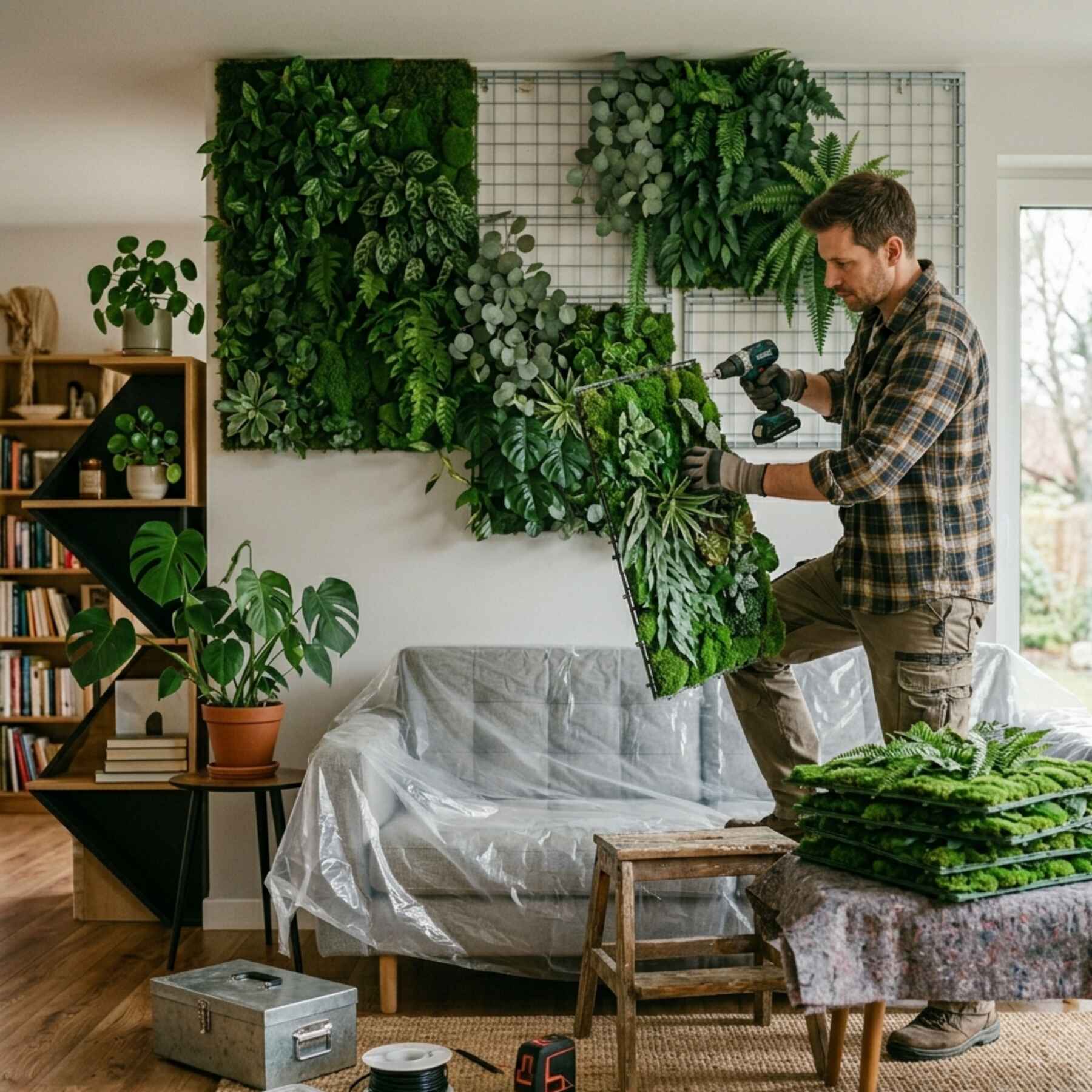 Ogród wertykalny wewnątrz pomieszczenia - wizualizacja